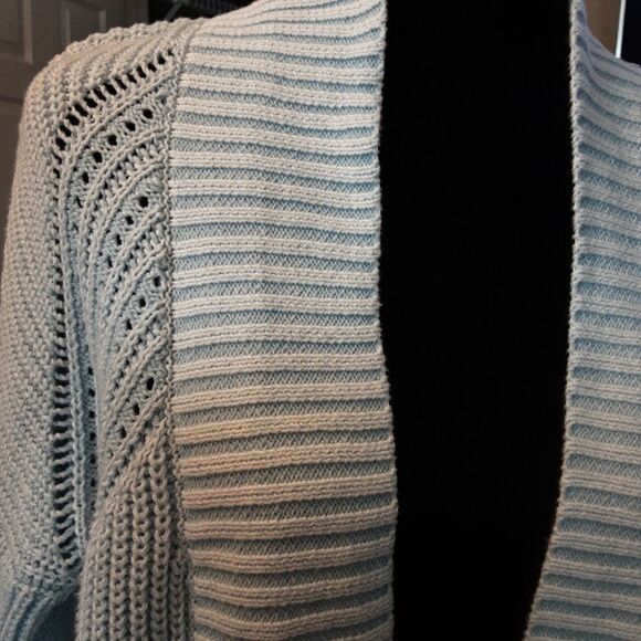Rue 21 Open Cardigan Lacy Knit Dusky Blue 100% Cotton size M - Picture 3 of 4
